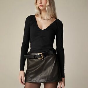 J. Crew stretch cotton blend V neck ruched top size medium